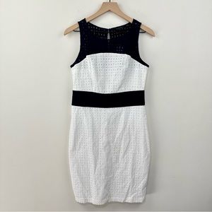 NWT! The Limited Navy & White Eyelet Cotton Sheath Dress, 8